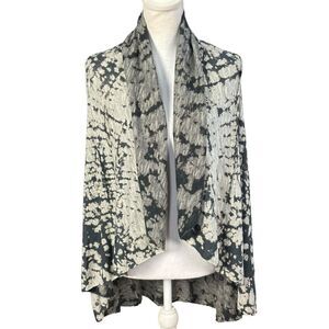 T Party Cardigan Size Small Boho Black Tie Dye Waterfall Open Artsy Festival